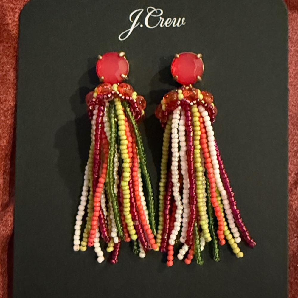 J. Crew Vibrant Beaded Tassel Earrings